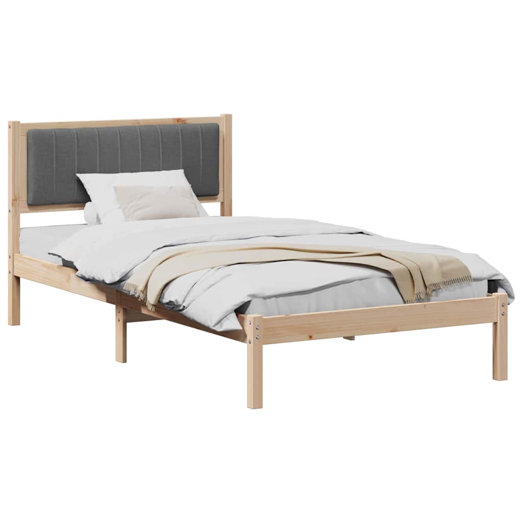 Bed Frame with Upholstered Headboard Dark Grey 100 x 200 cm